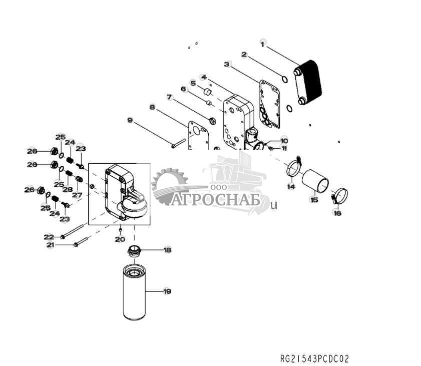 5901 Engine Oil Cooler  Oil Filter  Oil Filter Housing 